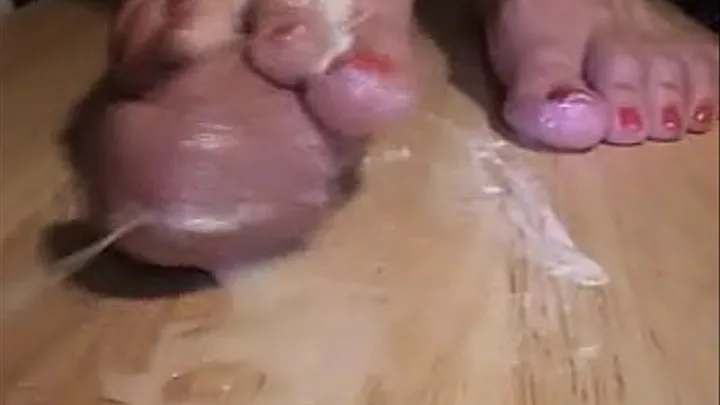 Hole in the floor barefoot footjob with cum!