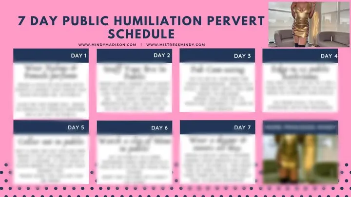 7 Day public humiliation pervert schedule