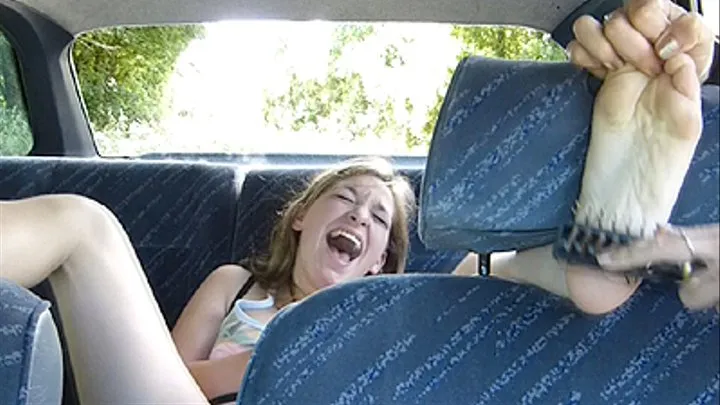 "TICKLED IN THE CAR" SERIES : CALISSA TICKLES LYLIE WITHOUT MERCY