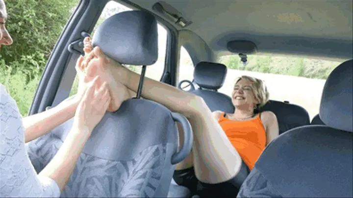 ROSE IS PUSHED TO HER LIMITS IN THE CAR : BARE FEET TICKLING