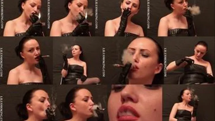 Leather Girl smoking - Video is 6:30 min