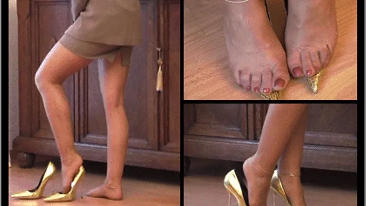 New Pumps - Fitting, Posing & Sensual Dipping 2 - Golden Pumps