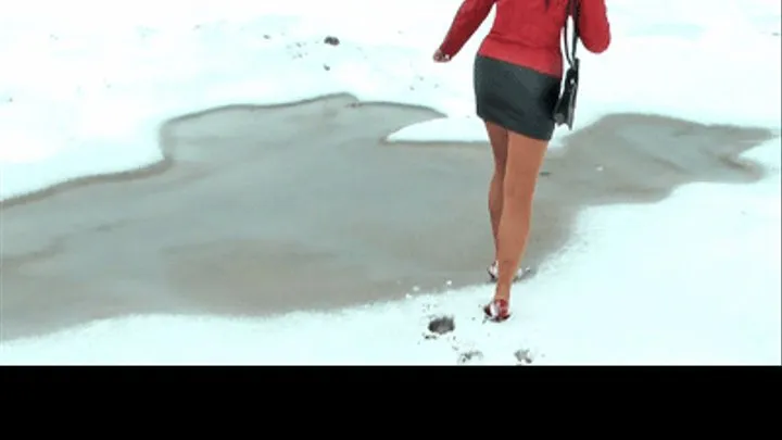 Red Stilettos In The Snow