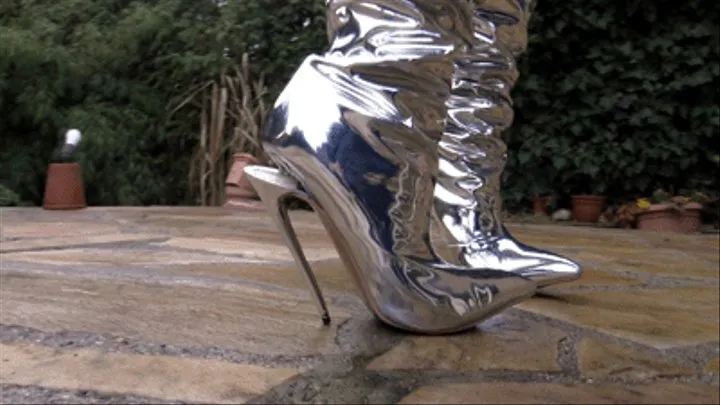 Heel Bending Silver Boots