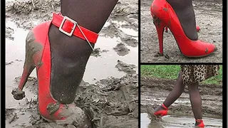 Red Patent Pumps - In The Mud