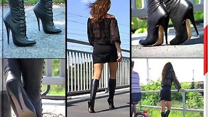 Walking And Posing In Black Leather Boots 2 - Full Version