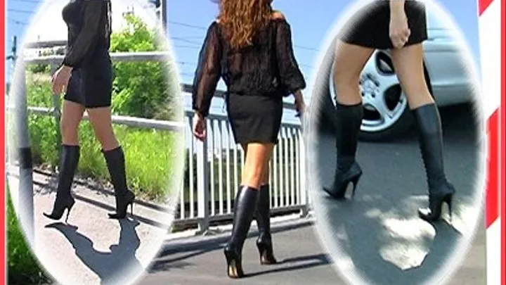 Walking And Posing In Black Leather Boots 2 - Short Version - Walking