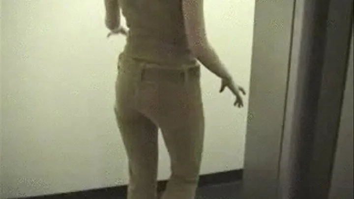 Small tit college coed gets in elevator and fingers herself.