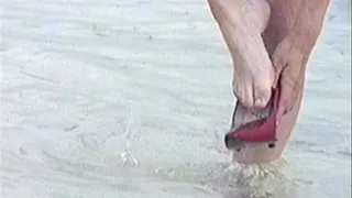 Red Patent Leather Pumps At The Beach