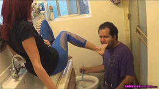 Cuckold Licks Madame's Toilet (w/Her Boyfriend There!) - Part I