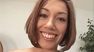 Smiling before massacred with 4 cocks pounding her face - high