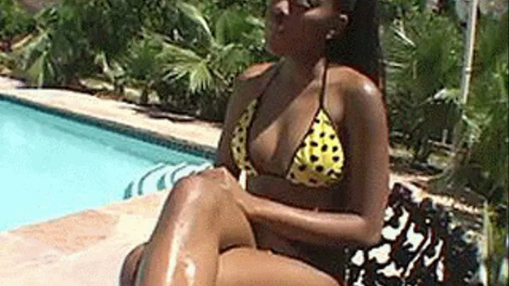 Ebony girl getting some vitamin D in the sun while sucking cock - part 2