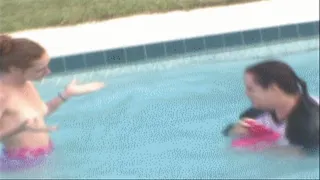 Big Sophie and cutie friend splash in the pool