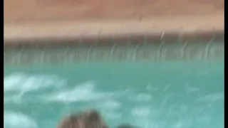 part 1, Rachel's bare ass spanked poolside