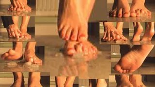 Footplay with ice cubes