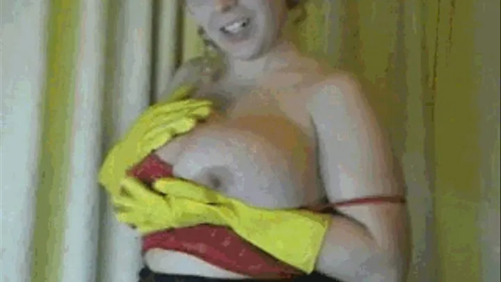 Dildo fuck with rubber gloves