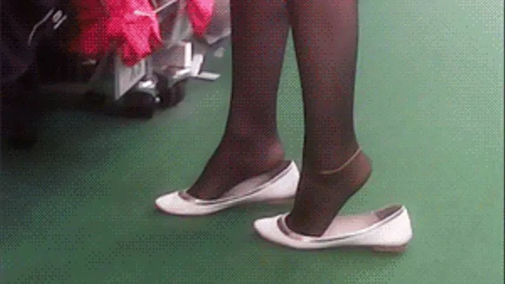 Lisa shows off her new white pumps... and ends up shoeless