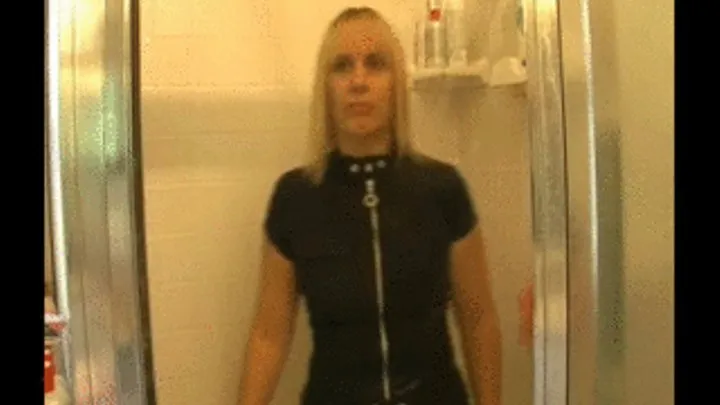 a439 #kink Housewife Rebecca Enjoys Taking A Shower In Her Black Dress (wet Look)