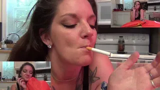 Roxi Smokes And Burns Babys Cum Filled Raft