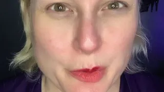 Grotesque Glamour Burping while putting on makeup red lipstick