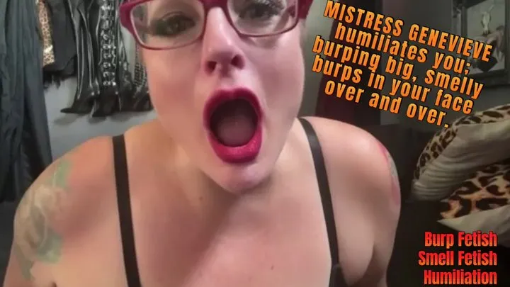 Mistress Genevieve dominates and humiliates you with LOTS of loud stinky burps