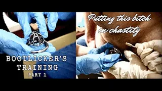 Putting this slave bitch in chastity (Bootlicker's Training: Part 1)
