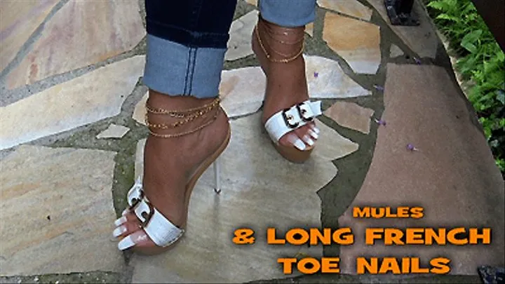 Shopping In Wooden GML Mules And Long French Style Toe Nails