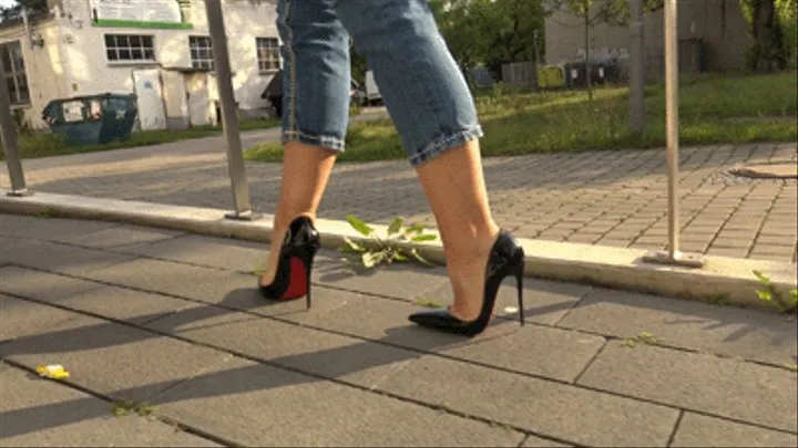 Neele - Shoeplay Black Louboutin Sokate And Jeans - Part1