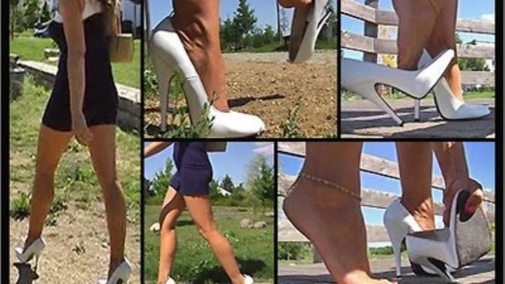 White Patent Heels 3 - A Walk With Dipping, Dangling & Stuck - Full Version