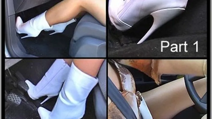 Pedal Pumping In White Patent 5,5inch Stiletto Boots- Part 1