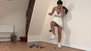 Lady Roxanne clip 12 - crushing toys with her trainers, Full Body View