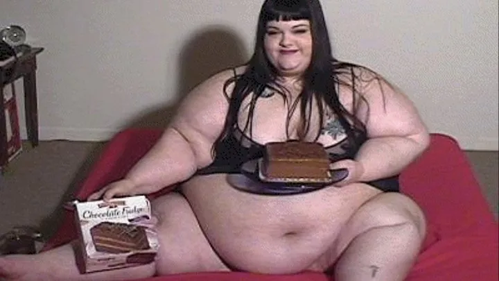 SSBBW Candy Eats A Whole Chocolate Triple Layer Cake