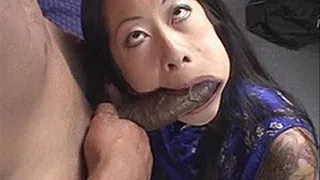 Facefucking asian mistress before having a go at her shaven slit - high