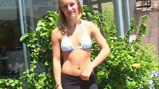 Petite Blond Sucks Then Fucks Then Sucks Cock Poolside - part 1