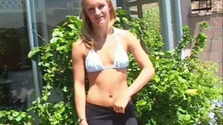 Petite Blond Sucks Then Fucks Then Sucks Cock Poolside - low