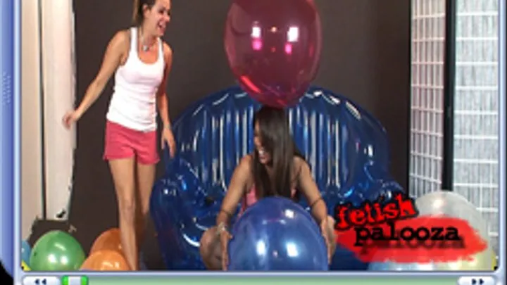 Giggling and laughing fun with balloons