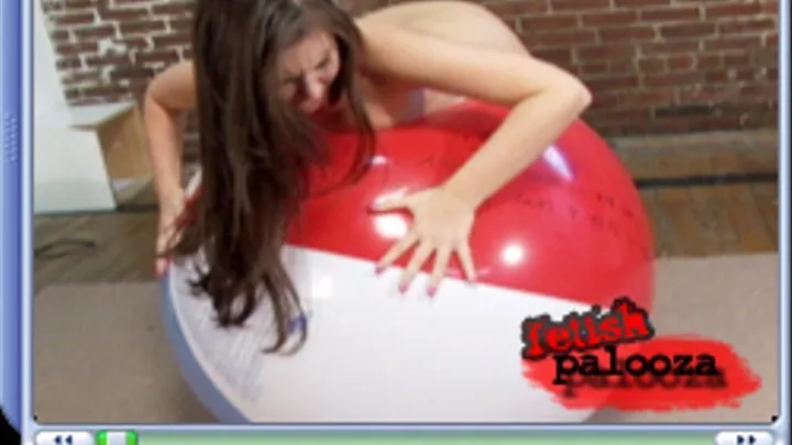 Brooke gets naked and plays with a large beach ball