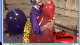 Fetish Palooza Clown sits on a very strong balloon