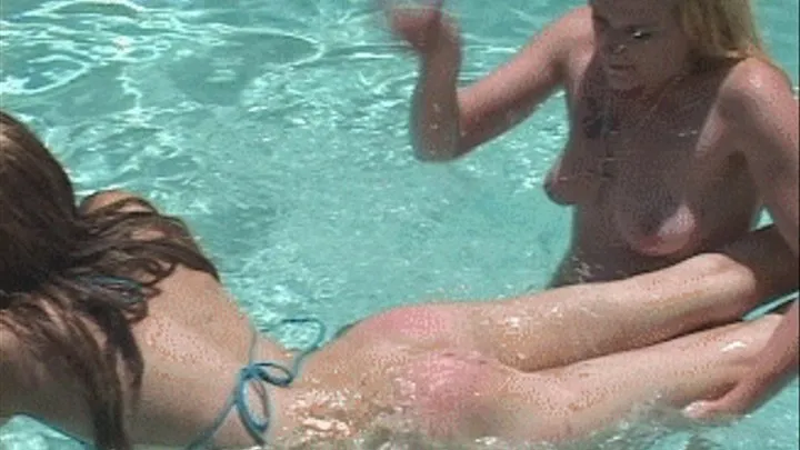 part 2, Natti spanks skinny girls bare ass in the pool