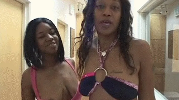 Two Phat Assed Ebony Gals Share A Big White Cock - high
