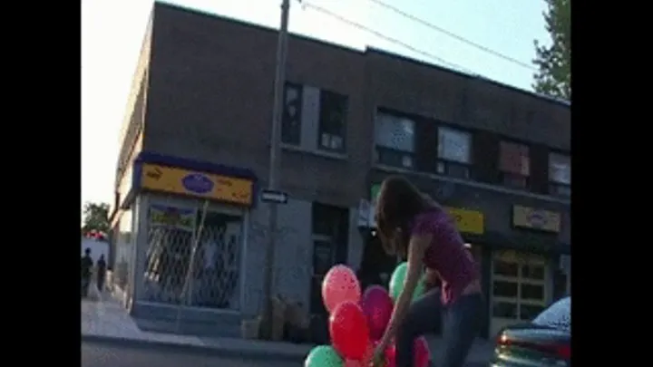 Ruby's Balloon Foot Popping in Public