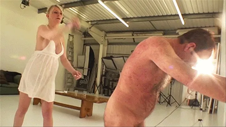 Extreme rapid whipping with nasty wrap around welts - Mistress Katie Moore & Sloth