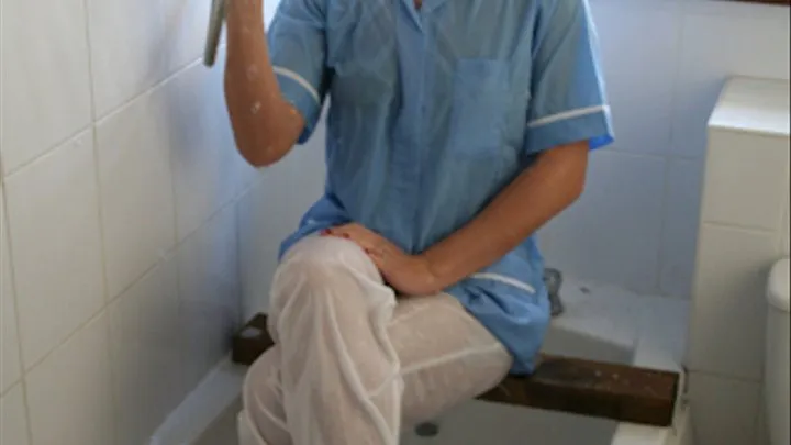 Maria's Nurses Uniform & High Heels in the Shower 2