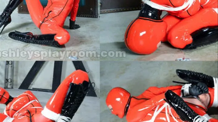 I'M HOOKED with Ashley Renee Bound in a Red Latex Catsuit