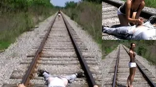 Tied To The Tracks & Jerked-Off!!!