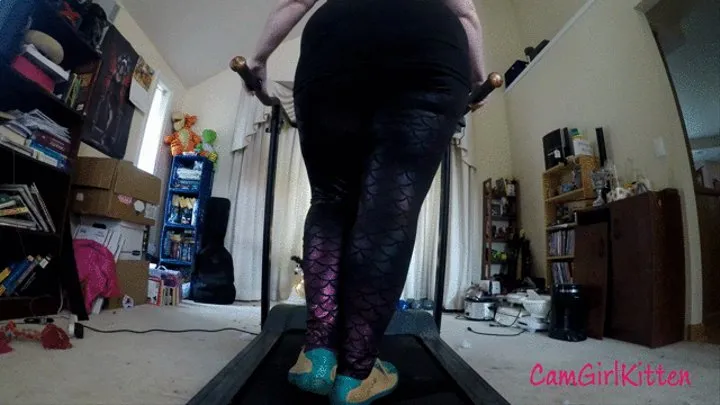 Treadmill Voyeur - Mermaid Leggings and Satin Panties - Smaller