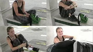 Pretty Girl in Sneakers at the Bus Stop (L)