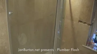 Shower in Front of a Plumber