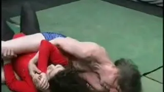 Mixed wrestling-19 yo Angie vs. 57 yo guy- part 2