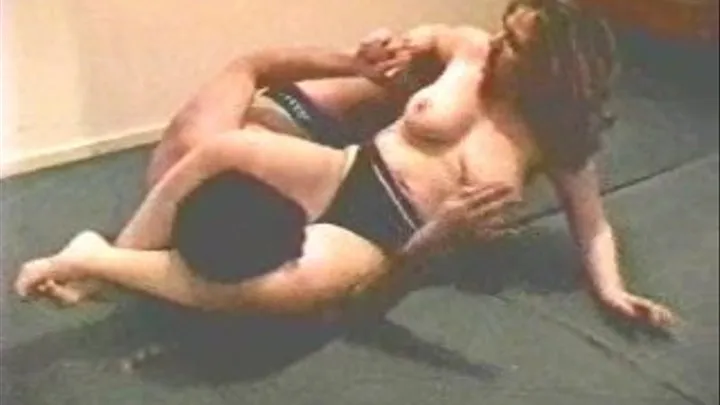 topless mixed wrestling- 55yo Theresa- 57yo Yves-Complete battle